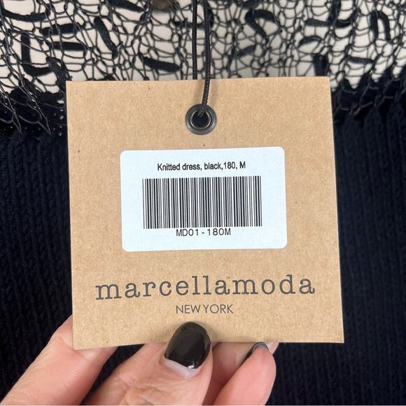 Marcellamoda NWT Gauzy Knit Dress Art to Wear Whimsigoth Luxury Black Medium - Picture 8 of 9